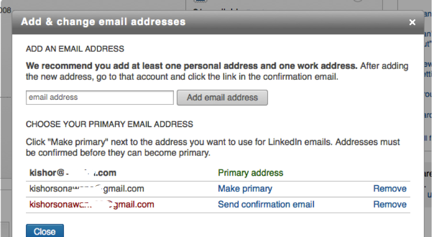 Application has added new Email address