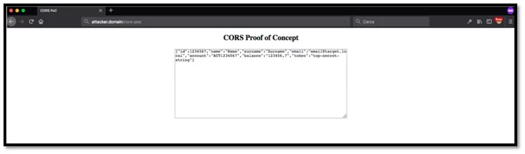 Misconfigured CORS result Misconfigured CORS result Misconfigured CORS result