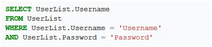Credentials are entered, the page will generate a SQL query to verify the password